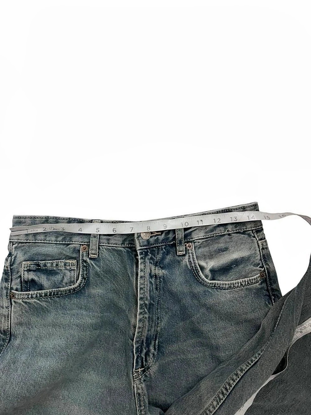 Zara Women's High Waisted Wide Leg Jeans Size 8 Distressed Raw Hem Y2K - Picture 5 of 9